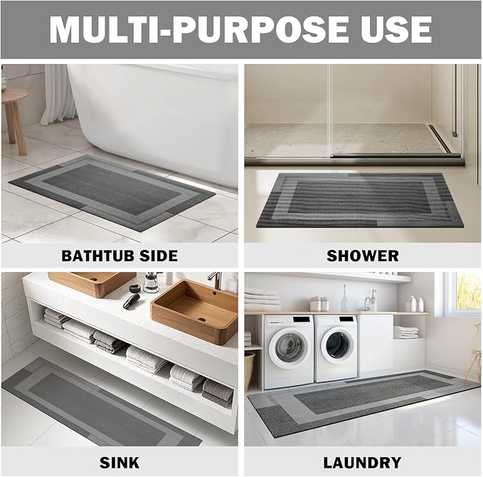 Non Slip Long Bathroom Runner Rug Bath Mat, Rubber Backing Ultra Thin Bathroom - Image 8