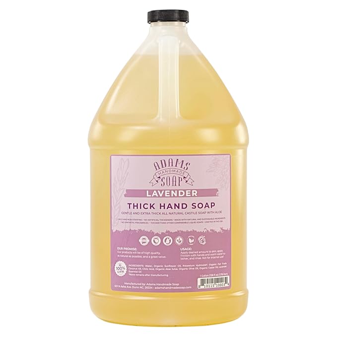 Adams Handmade Soap Thick Organic Castile Liquid Hand Soap 1 Gallon Refill by AdamsHandmadeSoap