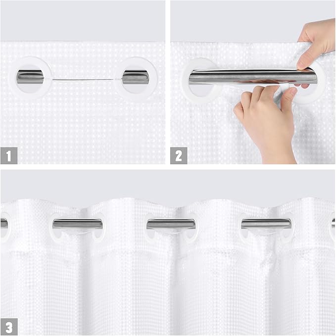 MitoVilla Black Ombre Long Shower Curtain Liner Set 72 x 80, No Hooks Needed 80 - Image 4