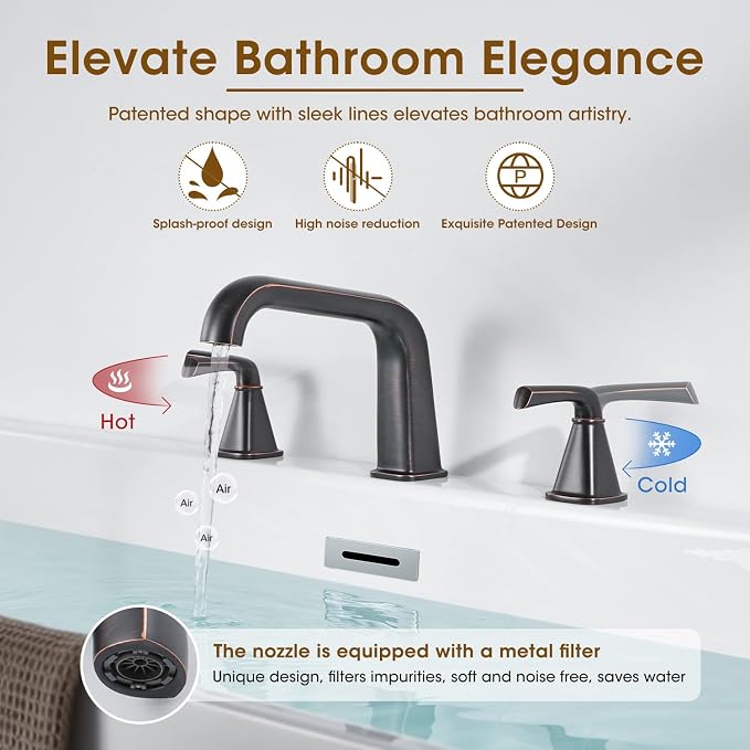 Roman Bathtub Faucet, High Flow Oil Rubbed Bronze Bath Tub Faucet 3 Hole - Image 4