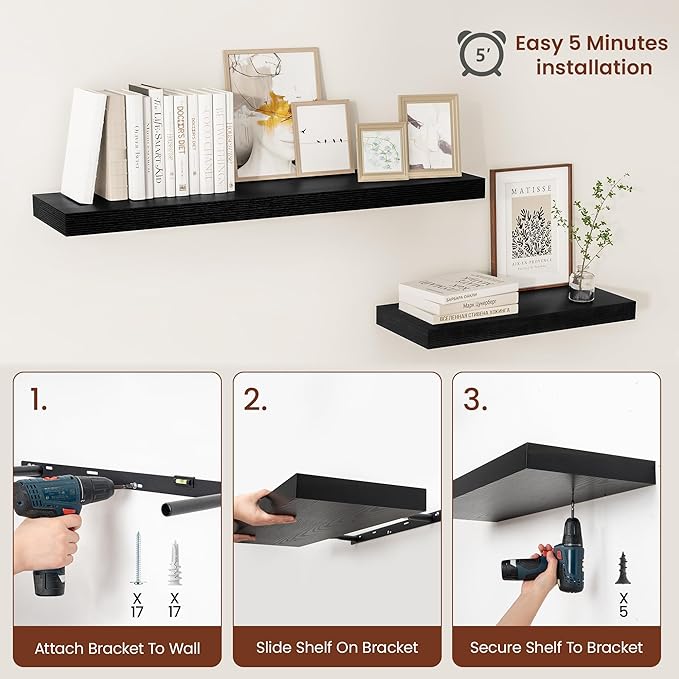 Vivelove 2 inch Thick Floating Shelves - Image 8