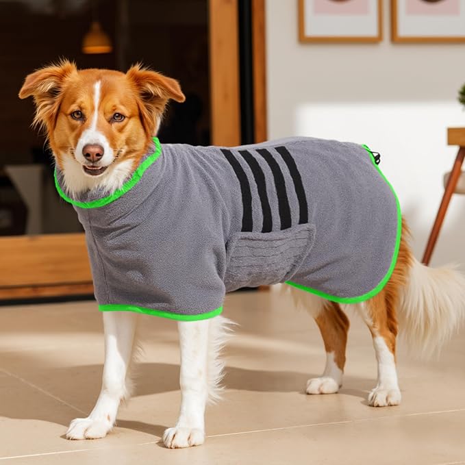 Microfibre Dog Bathrobe Dog Towel Wrap Super Absorbent Dog Drying Coat Bath Robe - Image 4