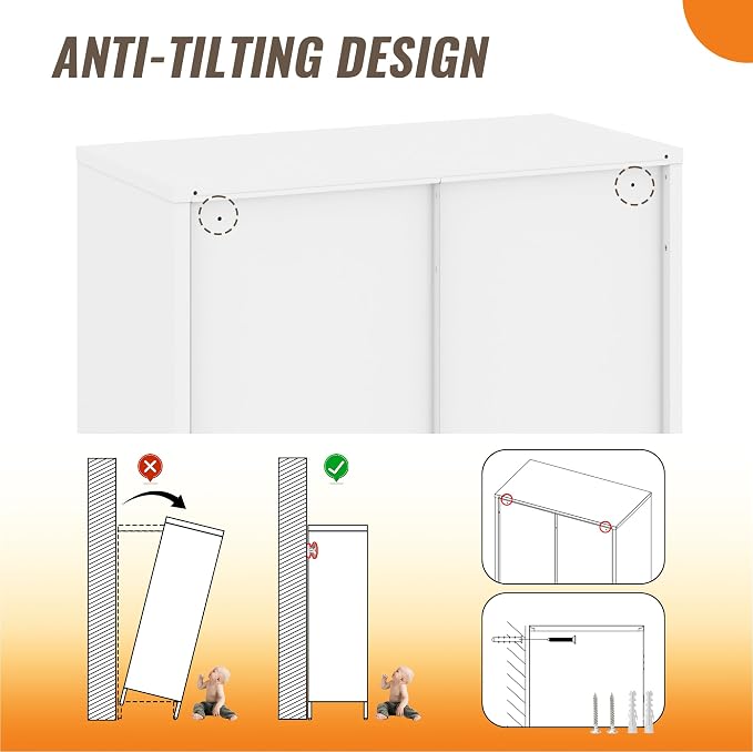 Locker Cabinet, 35.43" H White Metal Locker Storage Cabinet - Image 7