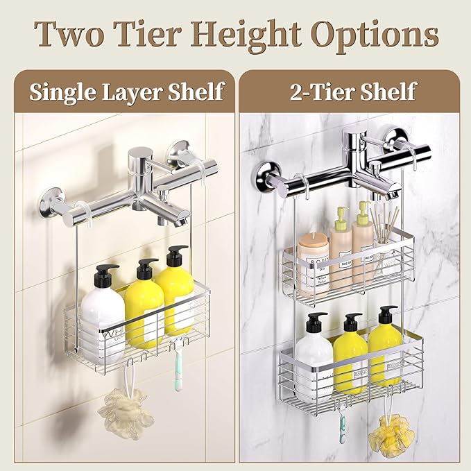 DELLAN Hanging Shower Organizer, 2-Tier Shower Rack - Image 4