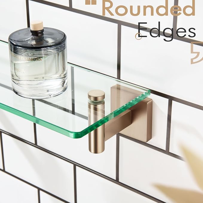 KOKOSIRI Wall Shelves Bathroom Hardware Glass Floating Shelf 20-Inch - Image 10