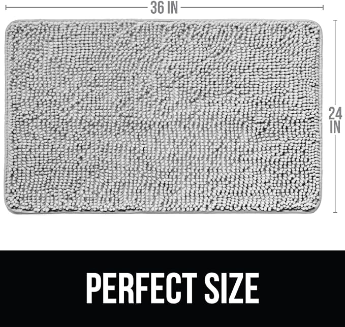 KANGAROO Bathroom Rugs, Chenille Soft Absorbent Bath Rug, Shaggy Shower Mat - Image 2