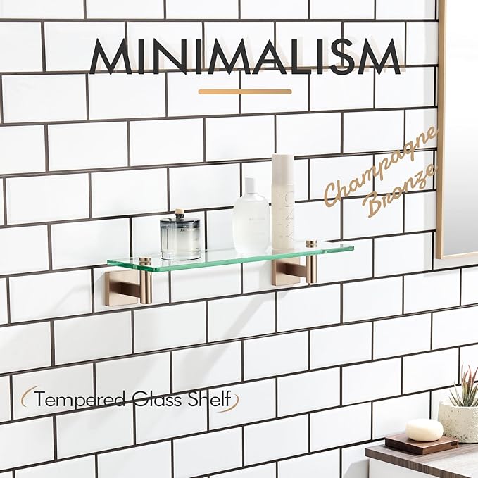 KOKOSIRI Wall Shelves Bathroom Hardware Glass Floating Shelf Small Hanging Rack - Image 4