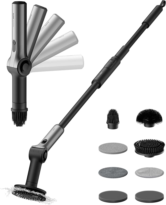 HOTO Flexi™ Cordless Electric Spin Scrubber, Adjustable Angle, Extendable Handle by HOTOTools