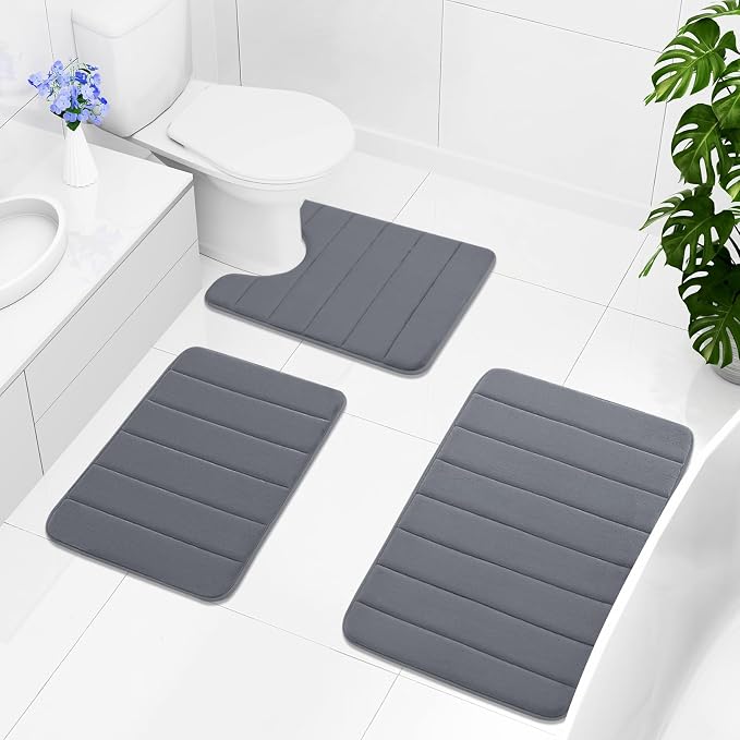 Buganda Memory Foam Bath Mat, Ultra Soft and Non-Slip Bathroom Rugs, Water - Image 8