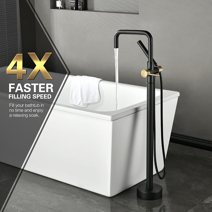 sumerain Free Standing Tub Faucet Floor Mount Tub Filler - Image 4
