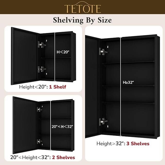 TETOTE 36 x 24 Bathroom Vanity Mirror Cabinet - Image 8