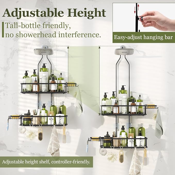 Shower Caddy Hanging: Adjustable Height Organizer - Image 3