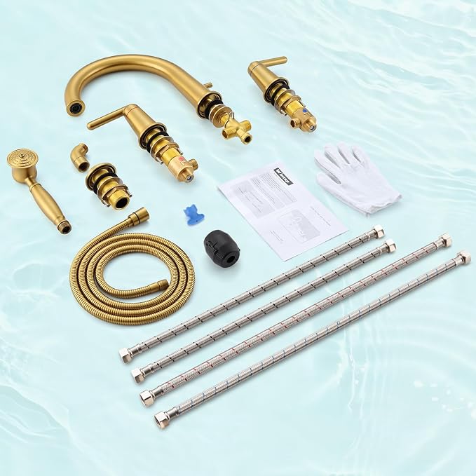 Roman Tub Faucet with Sprayer, Classic Bath Tub Faucet Set with Valve Brass 4 - Image 8
