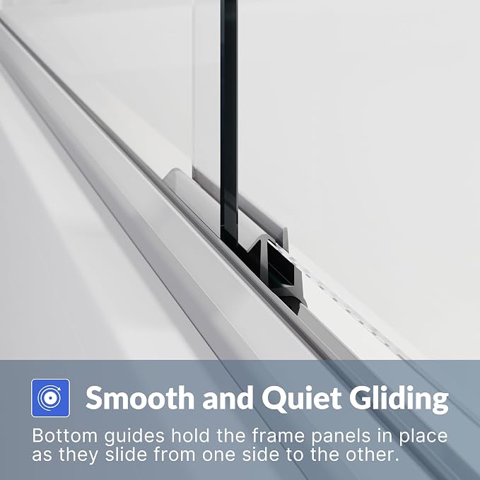 SUNNY SHOWER Bathtub Shower Door 60" W x 62" H Semi-Frameless Double Sliding - Image 6