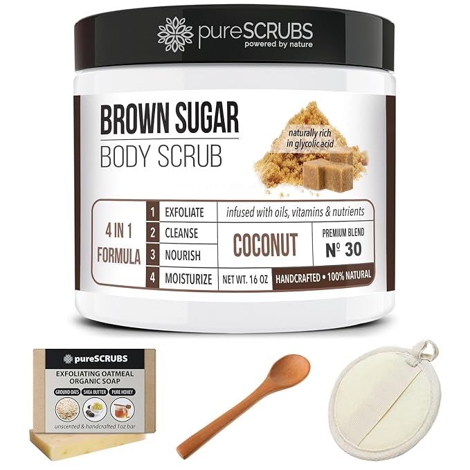 pureSCRUBS Premium Coconut Brown Sugar Scrub | Face, Feet & Full Body Scrub | - Image 7