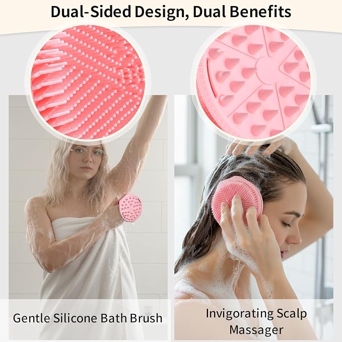 Silicone Body Scrubber and Shampoo Brush, Double-Sided Exfoliating Body Brush - Image 4