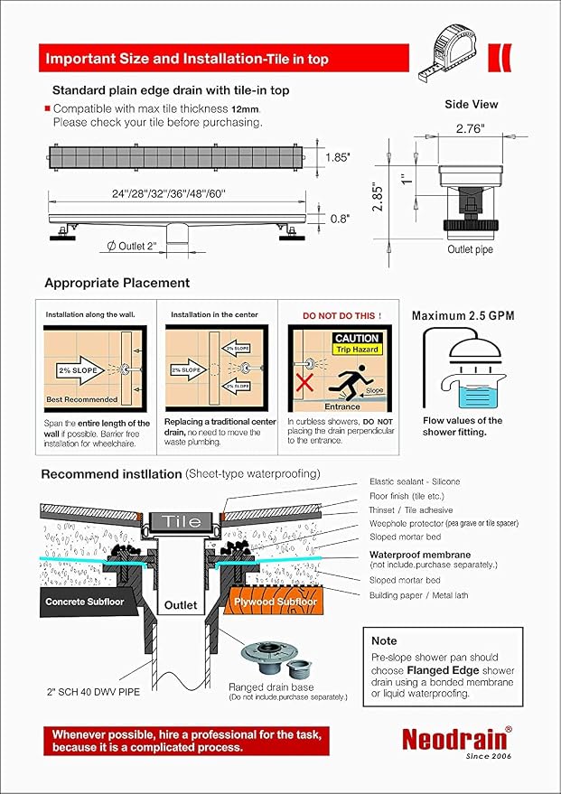 Neodrain 32-Inch Linear Shower Drain - Image 8
