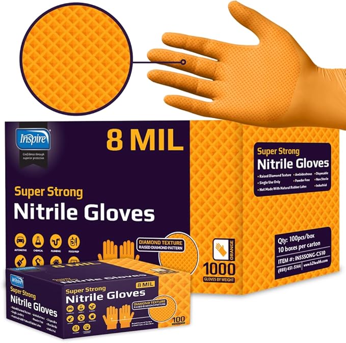 Inspire HEAVY DUTY ORIGINAL Stretch Nitrile Black Gloves Disposable Latex Free - Image 2