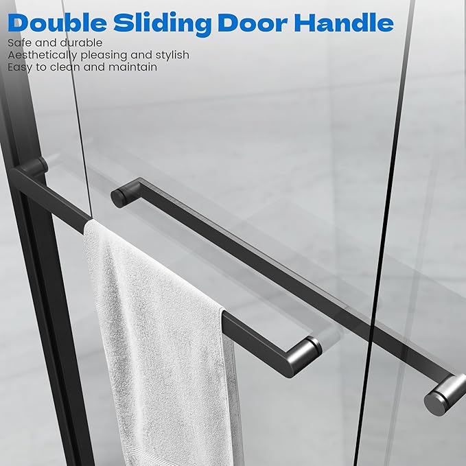 Bathtub Shower Door, 60″x 62″ Semi-Frameless Sliding Shower Door, Double - Image 5