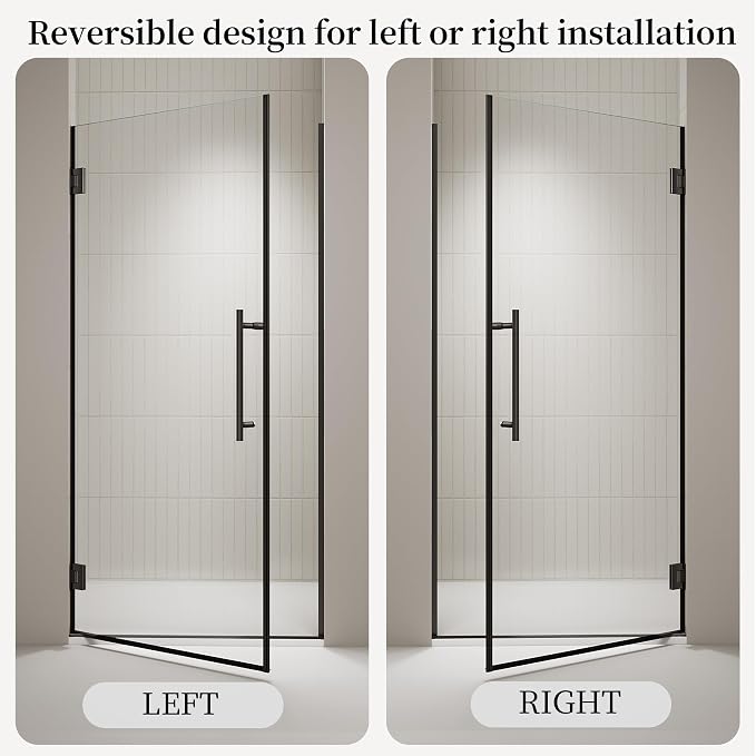 33.6-33.8" x 72" Frameless Hinged Shower Door, Single Swing Shower Panel - Image 7