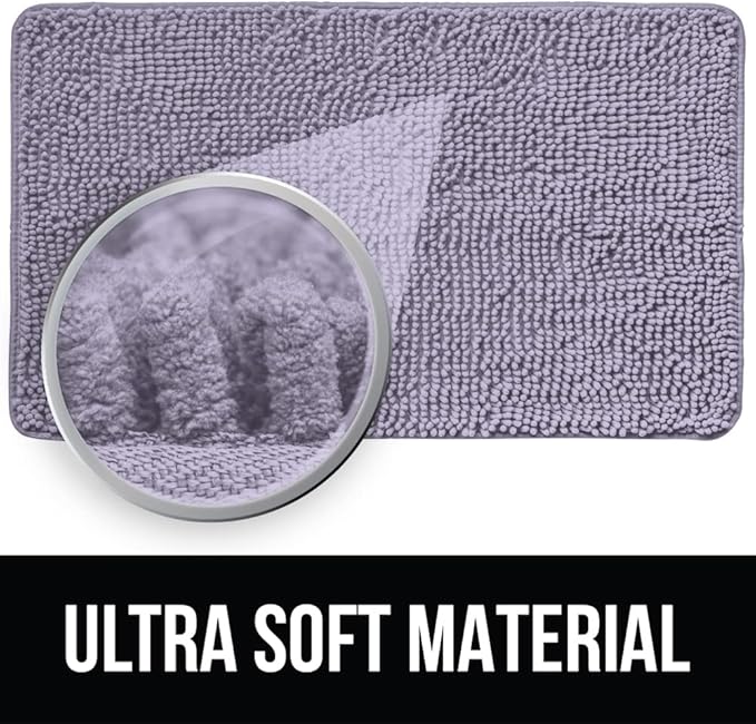 KANGAROO Bathroom Rugs, Chenille Soft Absorbent Bath Rug, Shaggy Shower Mat - Image 4
