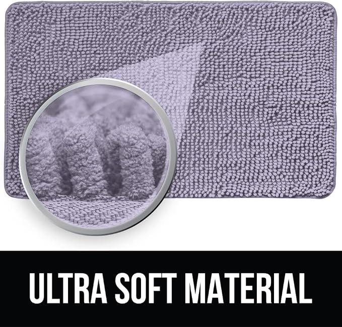 KANGAROO Bathroom Rugs, Chenille Soft Absorbent Bath Rug, Shaggy Shower Mat - Image 4