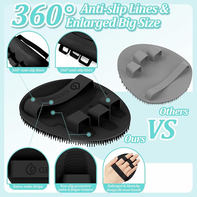 Soft Silicone Bath Glove & Face Scrubber Set 2PCS, 360° Anti-Slip & Hand-fit - Image 5
