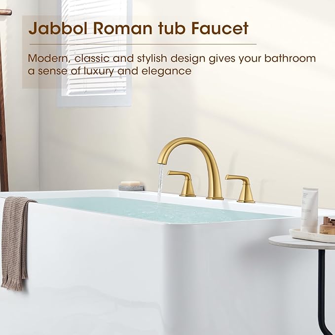 Brushed Gold Roman Tub Faucet, Solid Brass Bathtub Faucet Set - Image 2