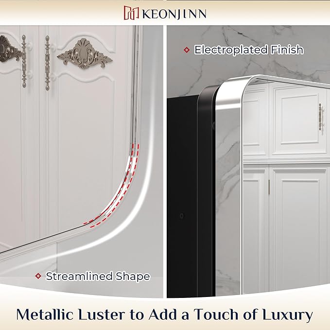 Keonjinn 20 x 26 Inch Chrome Recessed Medicine Cabinets, Mirrored Bathroom - Image 5