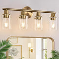 4-Light Bathroom Light Fixtures, Brushed Brass Modern Vanity Lights by Zarbitta