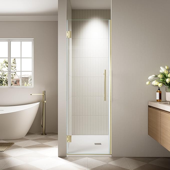 23.6-23.8" x 72" Frameless Hinged Shower Door, Single Swing Shower Panel by Unknown