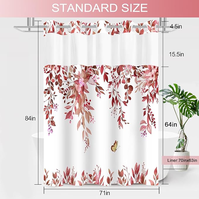 No Hook Shower Curtain and Liner Set, Bath Curtain Sets - Image 7