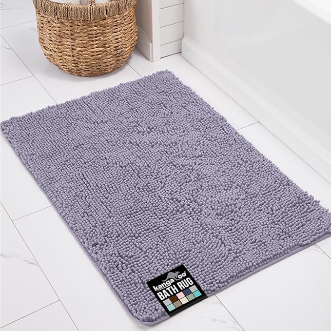 KANGAROO Bathroom Rugs, Chenille Soft Absorbent Bath Rug, Shaggy Shower Mat by Kangaroo