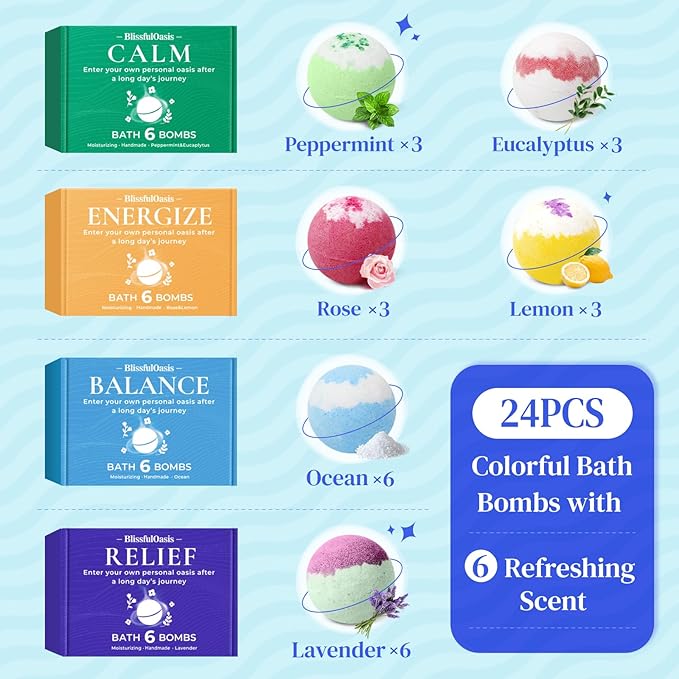 BlissfulOasis Bath Bombs Set, Mother's Day, Valentine's Day Present Giving - Image 2