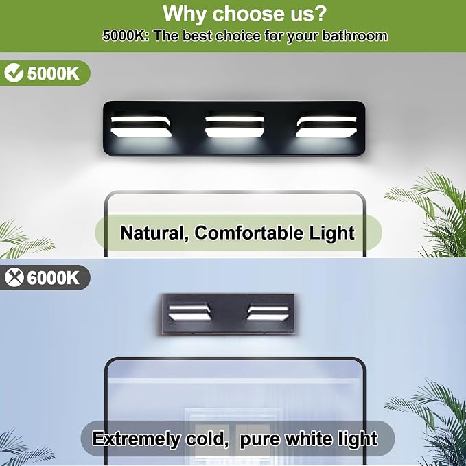 360° Rotate LED Dimmable Bathroom Vanity Light Fixtures, 1300LM Acrylic Matte - Image 4