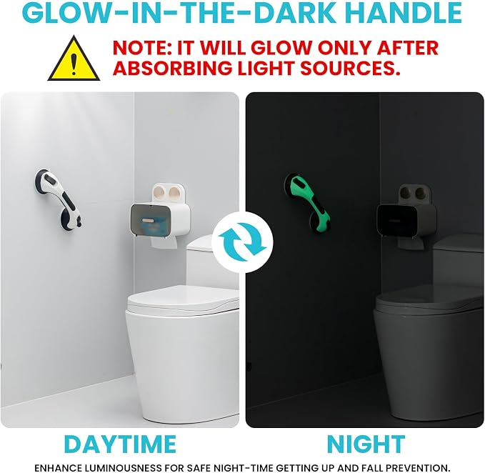 TAILI Shower Grab Bar Glow in The Dark, 2 Pack 12.2 in Grab Bars - Image 4