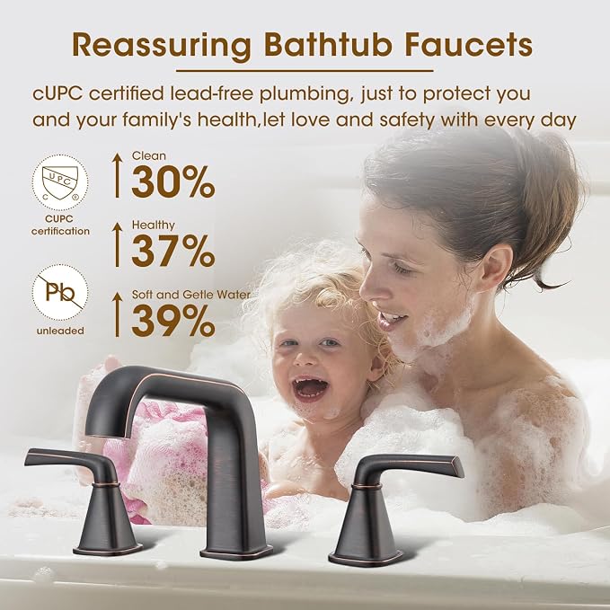 Roman Bathtub Faucet, High Flow Oil Rubbed Bronze Bath Tub Faucet 3 Hole - Image 3