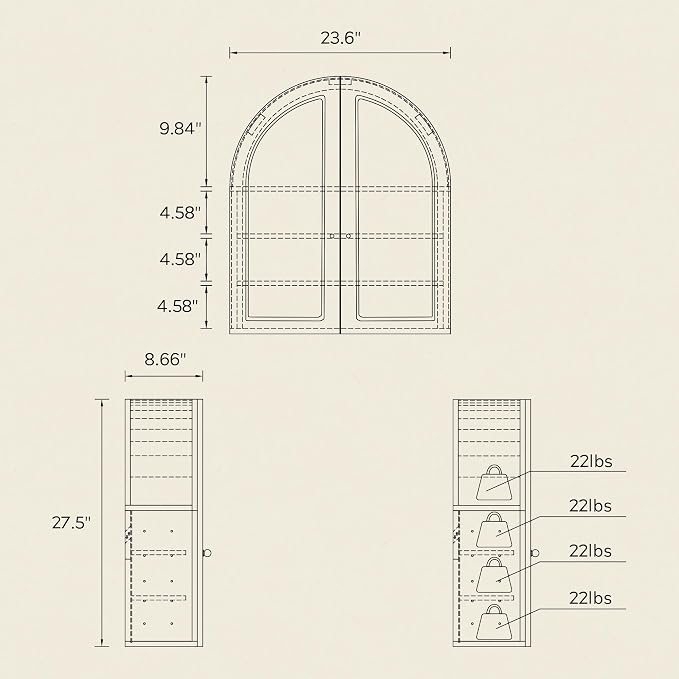 Large Arched Bathroom Wall Cabinet Modern Wooden Display Cabinet - Image 2