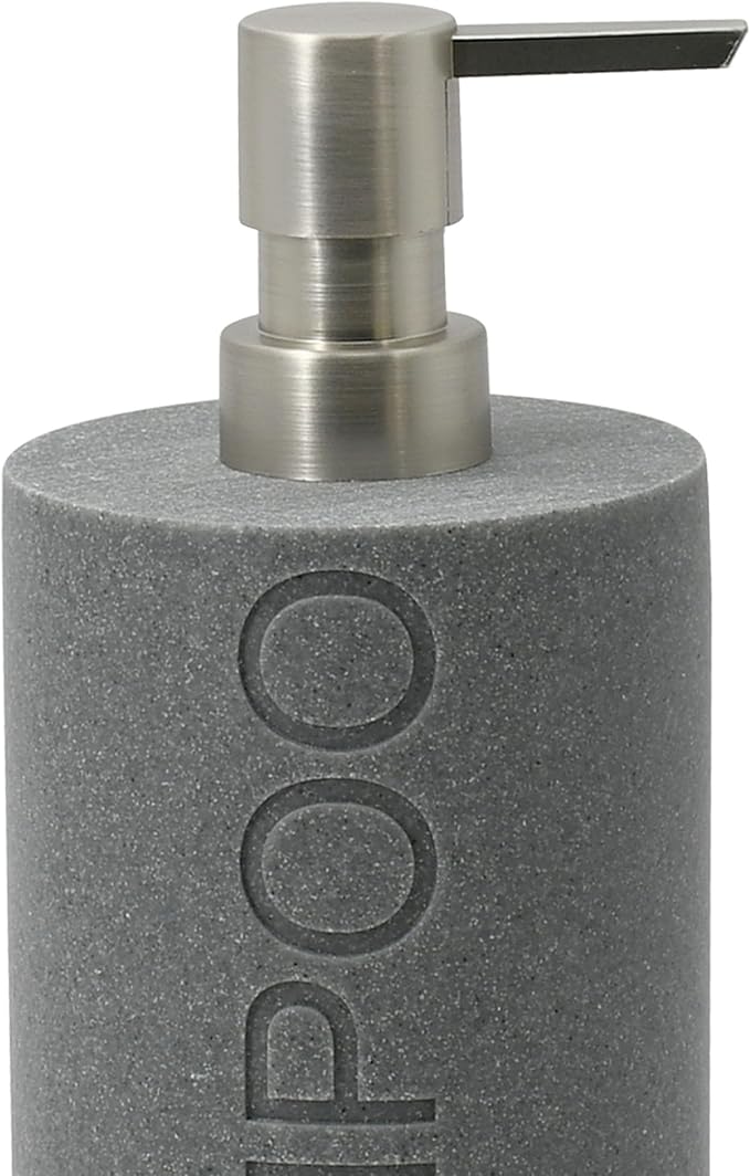 Resin Neutral Gray Sandstone Shampoo Engraved Bottle Refillable Pump Dispenser - Image 8