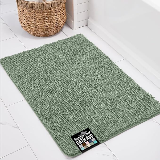 KANGAROO Bathroom Rugs, Chenille Soft Absorbent Bath Rug, Shaggy Shower Mat by Kangaroo