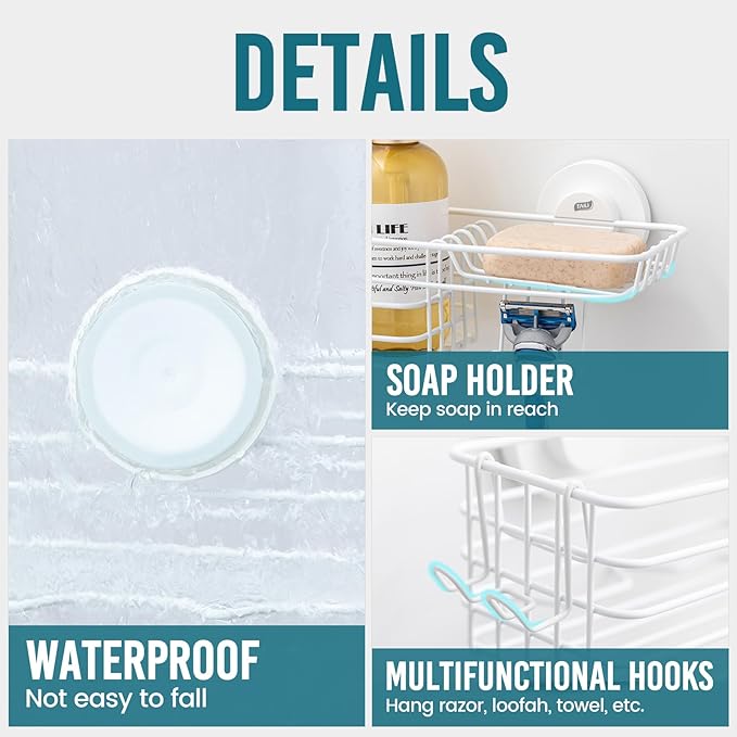 TAILI Shower Caddy Suction Cup 2 Pack - Image 4