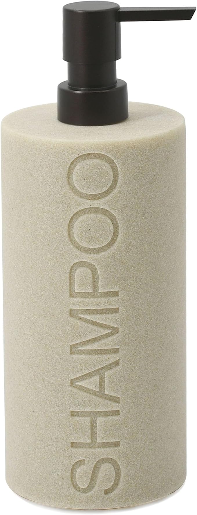 Resin Tan Sandstone Shampoo Engraved Bottle Refillable Pump Dispenser, Durable by IndecorHome