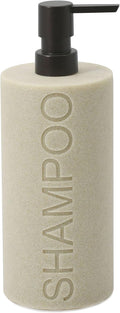 Resin Tan Sandstone Shampoo Engraved Bottle Refillable Pump Dispenser, Durable by IndecorHome
