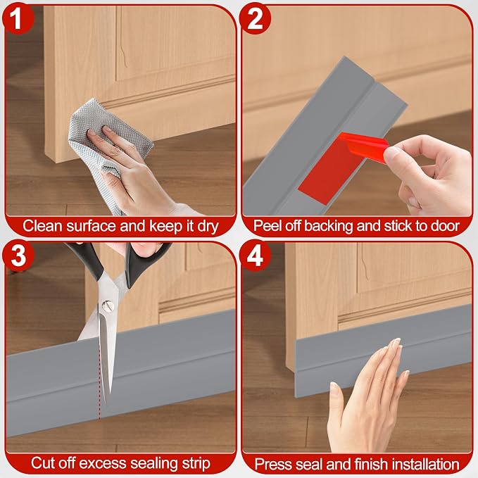 MYFAMIREA Door Weather Stripping 2IN x 20FT Door Draft Stopper Seal Tape - Image 5