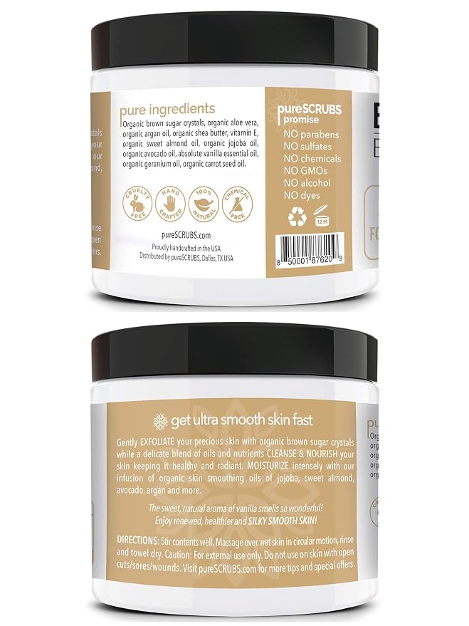 pureSCRUBS Premium Vanilla Brown Sugar Scrub | Face, Feet & Full Body Scrub | - Image 2
