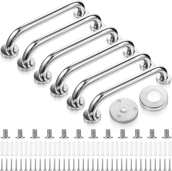6 Pack 12 Inch Grab Bars for Bathtubs and Showers, Stainless Steel Bathroom by Unknown