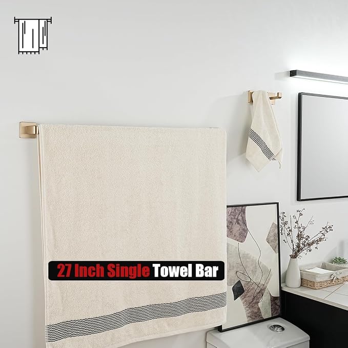 JQK Champagne Bronze Bath Towel Bar, 27 Inch 304 Stainless Steel Thicken 0.8mm - Image 6