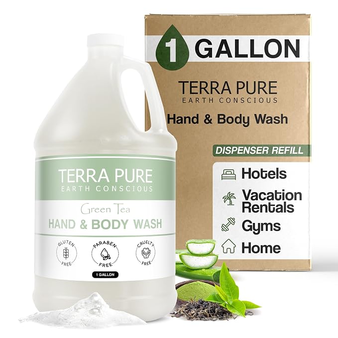 Terra Pure Hotel Body Wash/Hand Soap | One Gallon | Designed to Refill Soap by 1-Shoppe