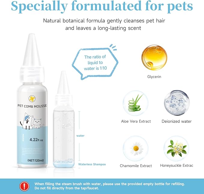 Pet Steam Brush for Dog & Cat – 3-in-1 Spray Hair Removal Comb – Steam for - Image 3