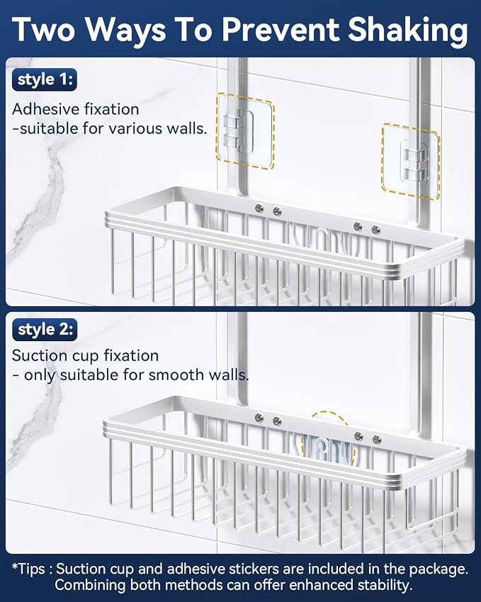 YASONIC Shower Caddy Hanging, Never Rust Shower Organizer Hanging, Aluminum - Image 7